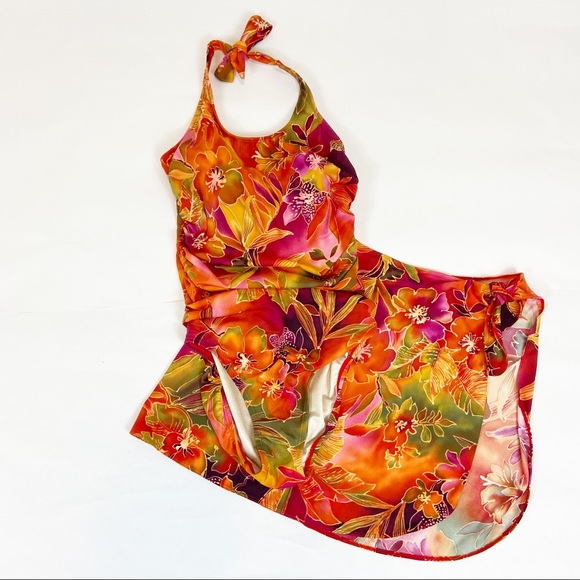 Amoena Swim Amoeba Floral Swimsuit Sarong Set Size 8 Poshmark